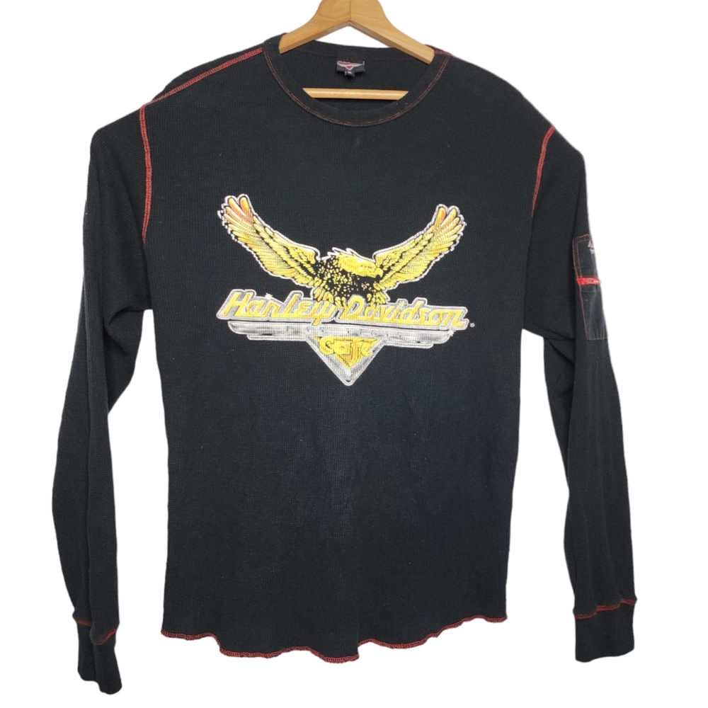Harley-Davidson Cafe Waffle Pattern Graphic Thermal Shirt Men's XL (runs big)